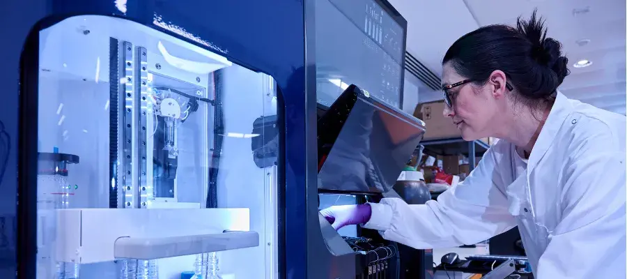 A researcher in a lab coat.